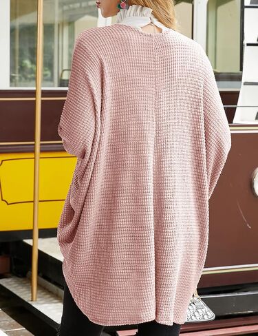 DOUBLJU Open Front Cardigan Oversized Batwing Chunky Long Sleeve Casual Long Knitted Sweater Jacket for Womens with Plus Size in Saudi Arabia