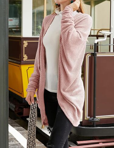 DOUBLJU Open Front Cardigan Oversized Batwing Chunky Long Sleeve Casual Long Knitted Sweater Jacket for Womens with Plus Size in Saudi Arabia