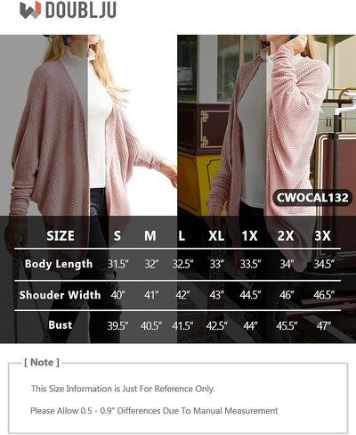 DOUBLJU Open Front Cardigan Oversized Batwing Chunky Long Sleeve Casual Long Knitted Sweater Jacket for Womens with Plus Size in Saudi Arabia