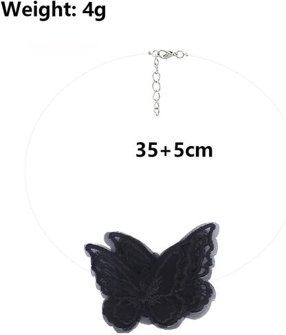 White Lace Butterfly Choker Necklace for Women,Striking Statement Insect Fabric Adjustable Necklace,Simple Gathering Anniversary Jewelry Gifts in Kuwait