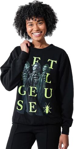 سترة Beetlejuice Betelgeuse Scattered Name للسيدات ذات رقبة دائرية سوداء وأكمام طويلة in Saudi Arabia
