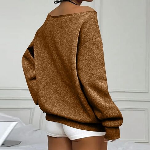 Women Off The Shoulder Sweatshirt Casual Crewneck Sweatshirts Long Sleeve Pullover Tops Comfy Oversized Sweatshirts Y2K in Saudi Arabia