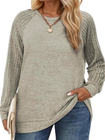 ROSRISS Plus-Size Sweatshirts for Women Casual Cute Raglan Long Sleeve Pullover Tops Oversized Fashion Crewneck Shirts XL-5XL in Saudi Arabia