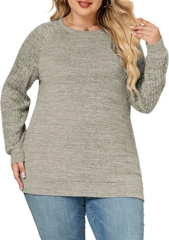 ROSRISS Plus-Size Sweatshirts for Women Casual Cute Raglan Long Sleeve Pullover Tops Oversized Fashion Crewneck Shirts XL-5XL in Saudi Arabia