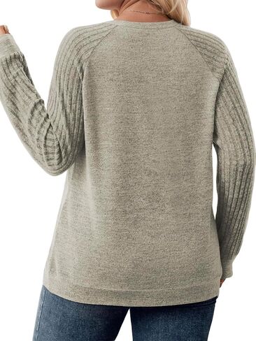 ROSRISS Plus-Size Sweatshirts for Women Casual Cute Raglan Long Sleeve Pullover Tops Oversized Fashion Crewneck Shirts XL-5XL in Saudi Arabia