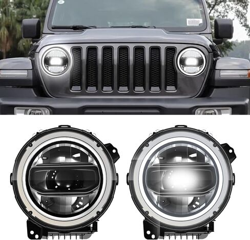 LED Headlights for 2018-2025 Jeep Wrangler JL/Gladiator JT Accessories, Anti Flicker DOT Approved High Low Sealed Beam with Yellow Turn Signal Light, 2PCS in Saudi Arabia
