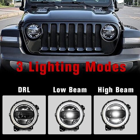 LED Headlights for 2018-2025 Jeep Wrangler JL/Gladiator JT Accessories, Anti Flicker DOT Approved High Low Sealed Beam with Yellow Turn Signal Light, 2PCS in Saudi Arabia