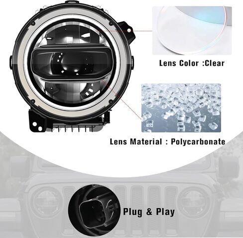 LED Headlights for 2018-2025 Jeep Wrangler JL/Gladiator JT Accessories, Anti Flicker DOT Approved High Low Sealed Beam with Yellow Turn Signal Light, 2PCS in Saudi Arabia