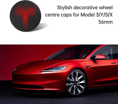 FORAUTOMOD Car Hub Centre Caps for Tesla Model Y/3/S/X 56mm, Wheel Hub Caps Centre Cover Emblem Badge Sticker Waterproof DustProof Styling Accessories(4PCS) in Saudi Arabia
