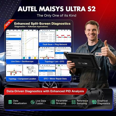 2025 Autel MaxiSYS Ultra S2 AI Scanner, Top Intelligent Up of MSUltra UltraEV MS919 S2, 6IN1 VCMI2 [Valued 3000$] Topology 3.0 PID Analysis Multi-Point DVI, Motor TruSpeed EV Test ECU Program 48 Reset in Saudi Arabia
