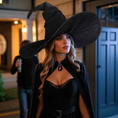 MCJC Witch Hat For Adult,Ruched Wide Brim,Halloween Masquerade Party Costume Accessory in Saudi Arabia