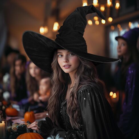 MCJC Witch Hat For Adult,Ruched Wide Brim,Halloween Masquerade Party Costume Accessory in Saudi Arabia