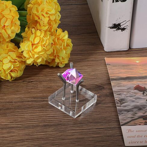 8 Pack Clear Acrylic Display Stand, Metal 3 Peg Rock Display Easel Stands 3 Peg Displays Stand for Fossil Coral Crystal Geodes Rock Mineral Agate Small Collectibles Acrylic Holder in Saudi Arabia