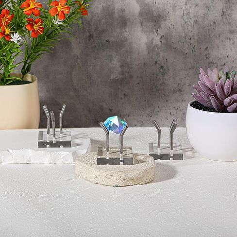 8 Pack Clear Acrylic Display Stand, Metal 3 Peg Rock Display Easel Stands 3 Peg Displays Stand for Fossil Coral Crystal Geodes Rock Mineral Agate Small Collectibles Acrylic Holder in Saudi Arabia