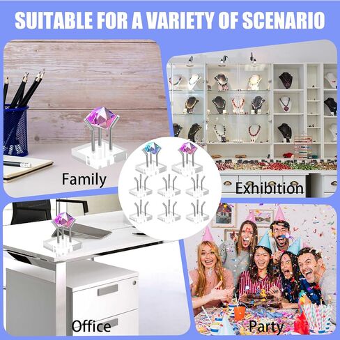 8 Pack Clear Acrylic Display Stand, Metal 3 Peg Rock Display Easel Stands 3 Peg Displays Stand for Fossil Coral Crystal Geodes Rock Mineral Agate Small Collectibles Acrylic Holder in Saudi Arabia