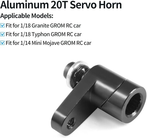 Metal Aluminum 20T Servo Horn for ARRMA 1/18 Granite GROM/1/18 Typhon GROM/ 1/14 Mini Mojave GROM RC Servo Arm Horns Parts (Black) in Kuwait