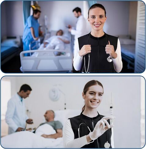 2 Pcs Women's Scrubs Healthcare Vest and Underscrub Longsleeve, Black Scrubs Vest, Soft Longsleeve for Nurse Hospital Work in Saudi Arabia