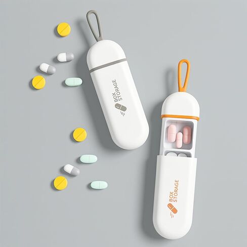 2PCS Portable Pill Organizer - 3 Compartment Daily Travel Medicine Case, Small Pocket-Sized with Lock in Saudi Arabia