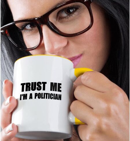 3dRose Trust me I'm a Politician work humor Funny politics government job gift Two Tone Mug, 11 oz, Black in Saudi Arabia
