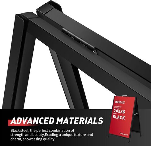 عروض العمل الثقيلة على أرصفة A-Frame علامات 24 × 36 بوصة ، لوحة شطيرة في الهواء الطلق علامة سوداء معدنية مزدوجة من الصلب مزدوج الوجه ， شريحة في طي مع 2 لوحات ملصقات بلاستيكية مموجة و 2 مضادات الوخز in Saudi Arabia