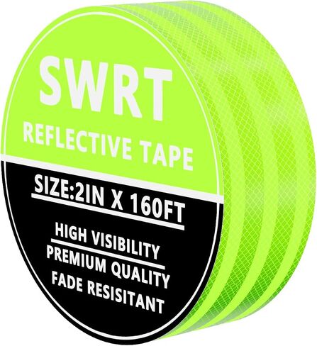 2 Inch X 30 FT Reflective Tape Outdoor Waterproof DOT-C2 Fade Resistant Fluorescent Green Reflective Tape Strong Adhesive Safety Warning Tape Reflector Conspicuity Tape for Trailer Trucks Bikes in Saudi Arabia