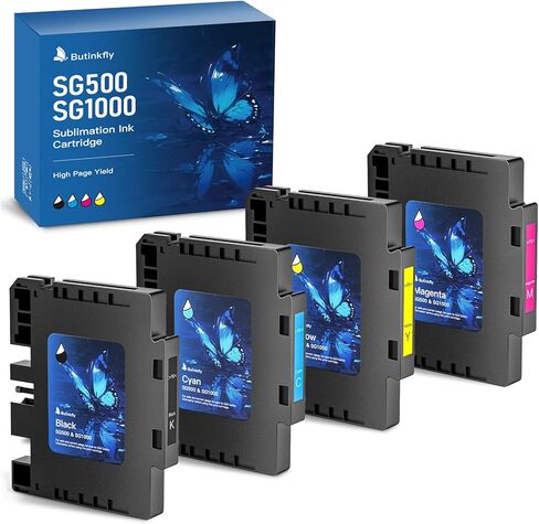 خرطوشة الحبر السامي متوافقة مع طابعة Sawgrass Virtuoso SG500 SG1000 | أحدث تقنية رقاقة | لا توجد خطوط شبكة مضمونة (4 حزمة ، ب/م/م/ص) in Kuwait