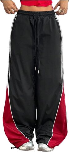 SweatyRocks Women's Y2K Baggy Parachute Pants Striped Streetwear Hip Hop Pants Long Trousers in Saudi Arabia