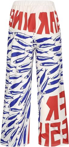 Women's Loose Wide-Leg Pants, Fashionable Fish Pattern Casual and Comfortable Pants, Suitable for Outdoor and Daily Wear in Saudi Arabia