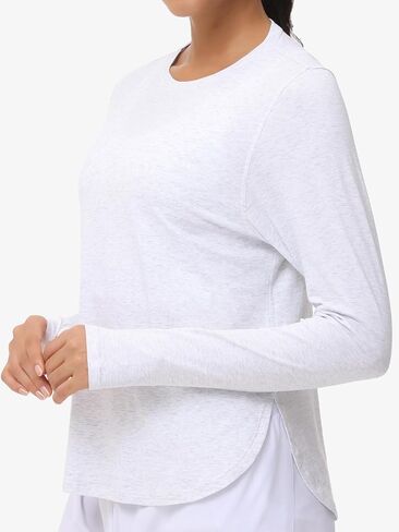Women's Long Sleeve Workout Shirts Lightweight Cotton Running Yoga Tops with Thumb Hole in Saudi Arabia