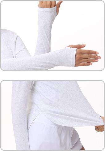 Women's Long Sleeve Workout Shirts Lightweight Cotton Running Yoga Tops with Thumb Hole in Saudi Arabia