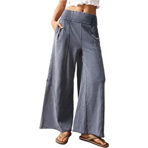 SOLY HUX Women's Wide Leg Baggy Pants Dressy Casual High Elastic Waist Trousers with Pockets in Kuwait