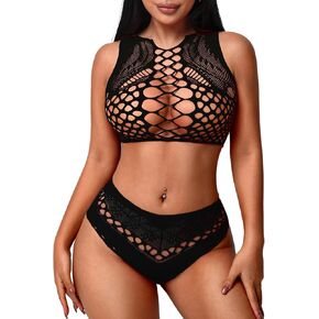 Avidlove Womens Fishnet Lingerie for Women Sexy Two Piece Lingerie Set Stripper Outfit in Saudi Arabia