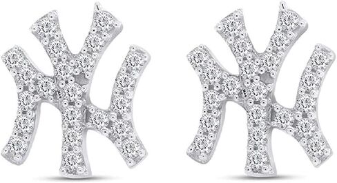 Generic Round Cut Cubic Zirconia 14k White Gold Plated 925 Sterling Silver Yankee Stud Earrings For Womens. in Saudi Arabia