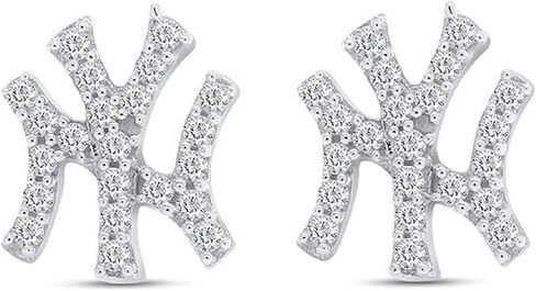 Generic Round Cut Cubic Zirconia 14k White Gold Plated 925 Sterling Silver Yankee Stud Earrings For Womens. in Saudi Arabia