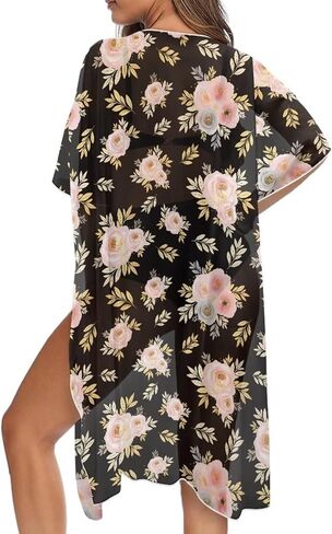 سترة كيمونو شيفون للسيدات من SEANATIVE سترة صيفية مثيرة شفافة ملابس سباحة بكيني مقاس كبير بدلة استحمام التستر in Kuwait