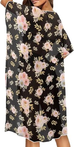 سترة كيمونو شيفون للسيدات من SEANATIVE سترة صيفية مثيرة شفافة ملابس سباحة بكيني مقاس كبير بدلة استحمام التستر in Kuwait