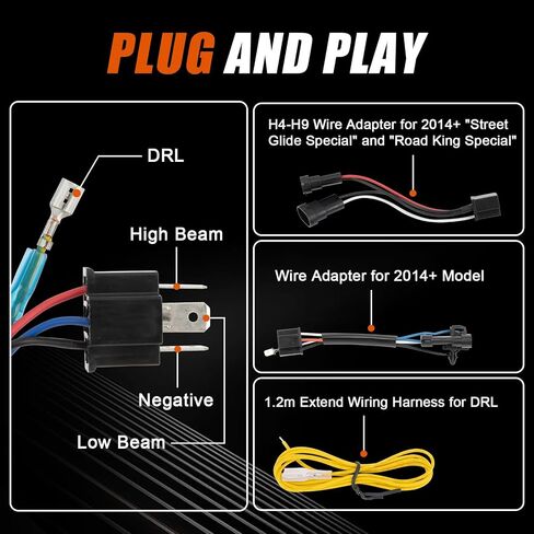 مصباح أمامي LED للدراجة النارية مقاس 7 بوصات من PSLER معتمد من DOT وE-MARK مع إشارة انعطاف كهرمانية لطريق Street Glide Road Glide Road King Electra Glide Low Rider ST Ultra Limited Softail Fat Boy Trike Heritage in Saudi Arabia