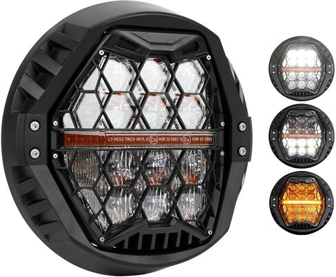 مصباح أمامي LED للدراجة النارية مقاس 7 بوصات من PSLER معتمد من DOT وE-MARK مع إشارة انعطاف كهرمانية لطريق Street Glide Road Glide Road King Electra Glide Low Rider ST Ultra Limited Softail Fat Boy Trike Heritage in Saudi Arabia