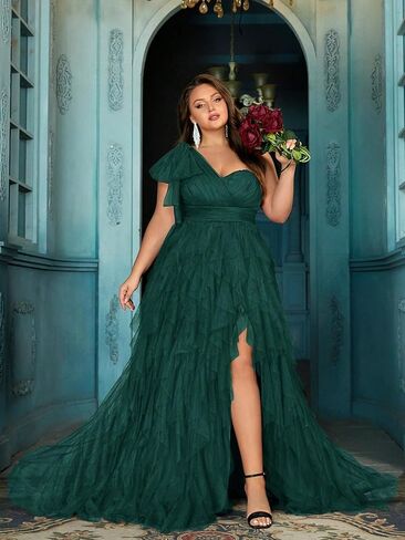 فستان نسائي طويل مقاس كبير لحفلات الزفاف بكتف واحد صيفي ماكسي أنيق لحفلات السهرة وحفلات الكوكتيل لحفلات وصيفات العروس in Kuwait