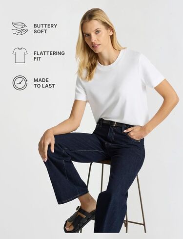 Women’s Good Earth Cotton® Box Cut T-Shirt – Australian-Grown Cotton, Relaxed Fit, Cropped Length, Crew Neck in Saudi Arabia