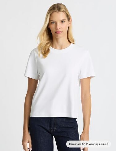 Women’s Good Earth Cotton® Box Cut T-Shirt – Australian-Grown Cotton, Relaxed Fit, Cropped Length, Crew Neck in Saudi Arabia