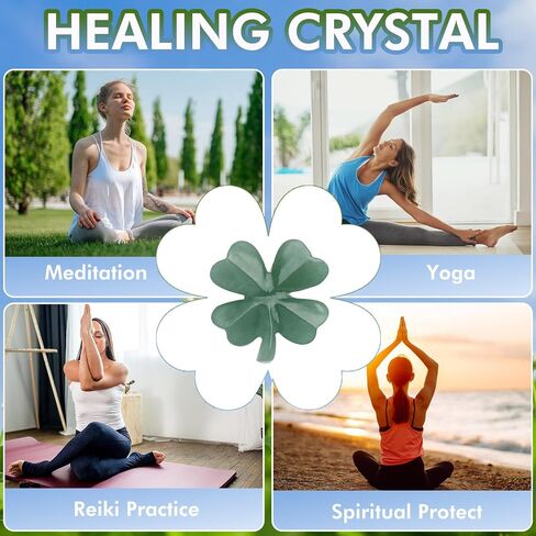 Natural Green Aventurine Four Leaf Clover - Feng Shui Lucky Crystal for Love Positivity, Polished Healing Stone Decor, Birthday Gift for Her Gift for Women Men in Kuwait
