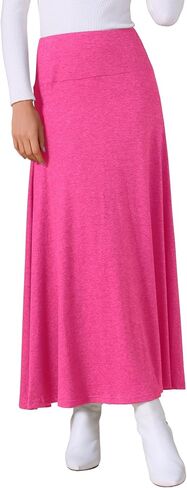Allegra K Women's Maxi Skirt Foldable High Waisted Stretch Flowy Flare Solid Casual Long Skirts in Saudi Arabia