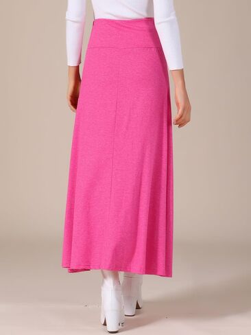 Allegra K Women's Maxi Skirt Foldable High Waisted Stretch Flowy Flare Solid Casual Long Skirts in Saudi Arabia
