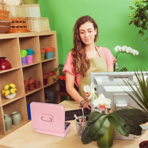 Cash Box with Money Tray and Lock, Metal Money Box for Cash Register, Large Cash Lock Box for Money Safe Includes 5 Slots Coin Tray, 4 Bill Slots, 4 Keys, 11.8" x 9.4" x 3.54" Black in Kuwait