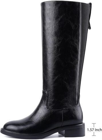 Knee High Boots for Women Round Toe Wide Calf Chunky Low Heel Pull On Riding Boots Comfortable Tall Campus Boots in Saudi Arabia