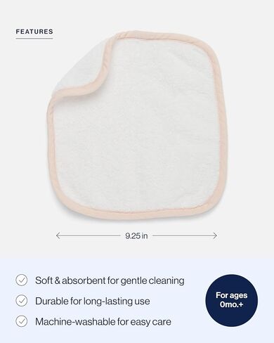 Lalo Baby Washcloths 3-Pack - 100% Organic Cotton, Soft & Absorbent, Gentle on Sensitive Skin, Machine Washable Soft Kids Washcloths - Sage in Kuwait