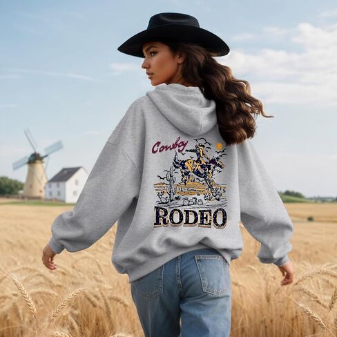 Cowboys Graphic Hoodies For Women Western Rodeo Hoodie Country Concert Sweatshirts Vintage Cowboy Fleece Pullover in Saudi Arabia