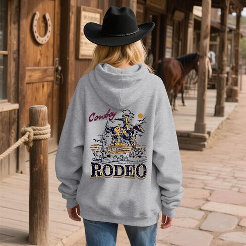 Cowboys Graphic Hoodies For Women Western Rodeo Hoodie Country Concert Sweatshirts Vintage Cowboy Fleece Pullover in Saudi Arabia