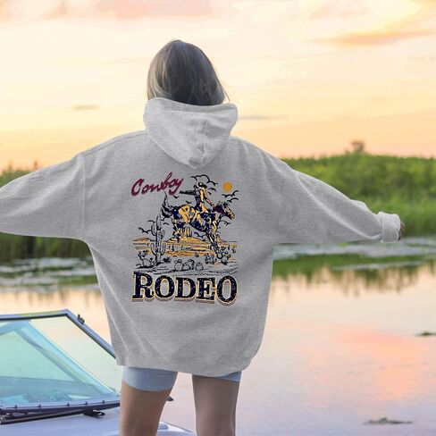 Cowboys Graphic Hoodies For Women Western Rodeo Hoodie Country Concert Sweatshirts Vintage Cowboy Fleece Pullover in Saudi Arabia